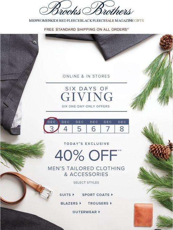 Brooks Brothers holiday season promotional newsletter